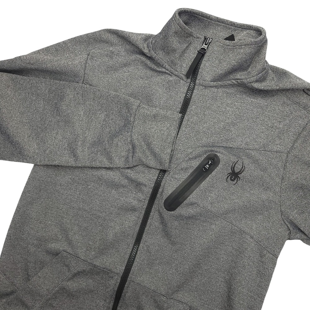 Spyder Active Jacket Mens‎ Medium Pro Web Gray Full Zip Skiing Hiking Casual
